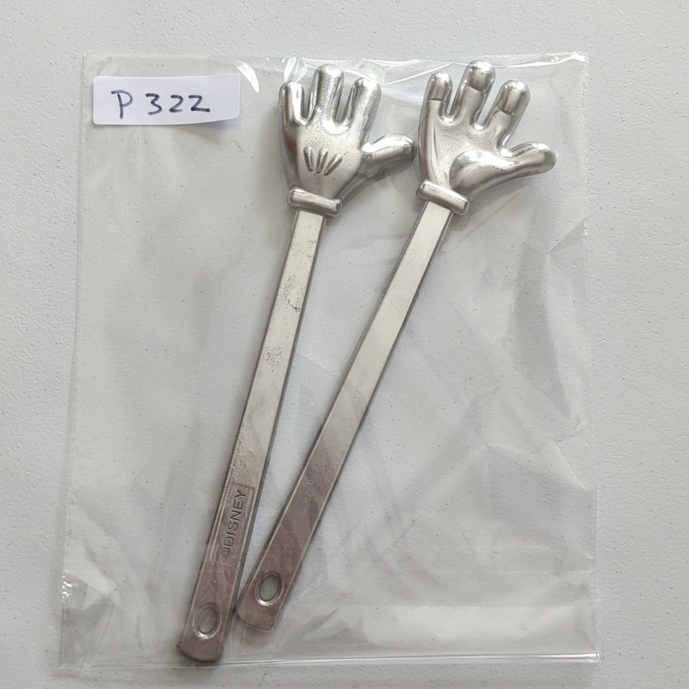 Disney Silver Hand-Shaped Stir/Salad Sticks Or Tongs ?? MICKEY!!!! - Picture 12 of 12